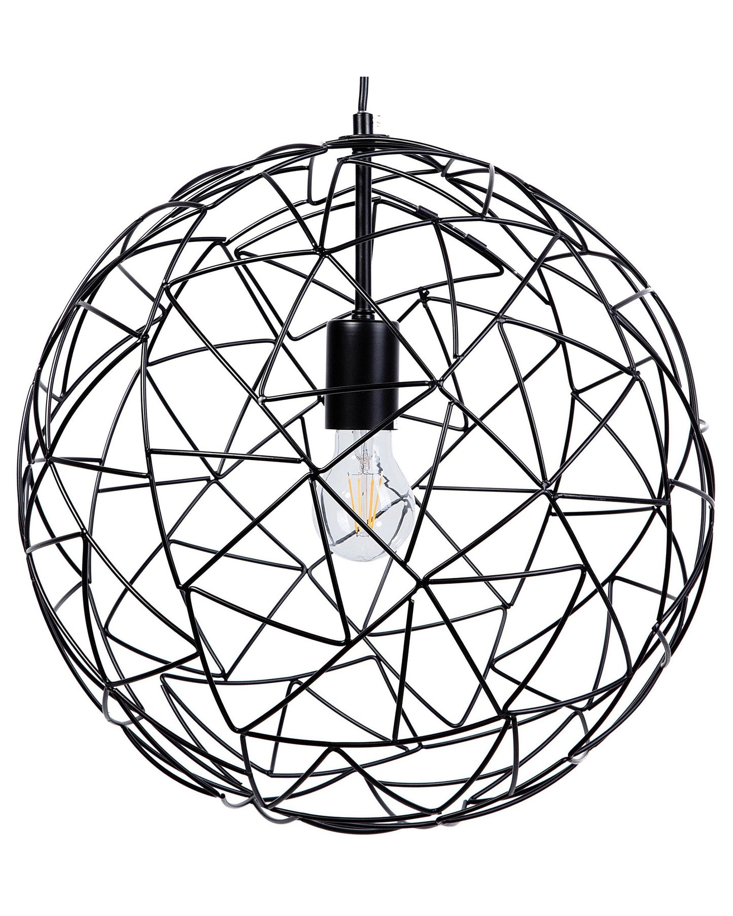Hanging Light Pendant Lamp Black Wire Open Round Sphere Shade Industrial Design