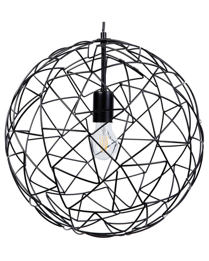 Hanging Light Pendant Lamp Black Wire Open Round Sphere Shade Industrial Design