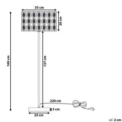 Floor Lamp Silver Metal Crystal Drum Shade 160cm