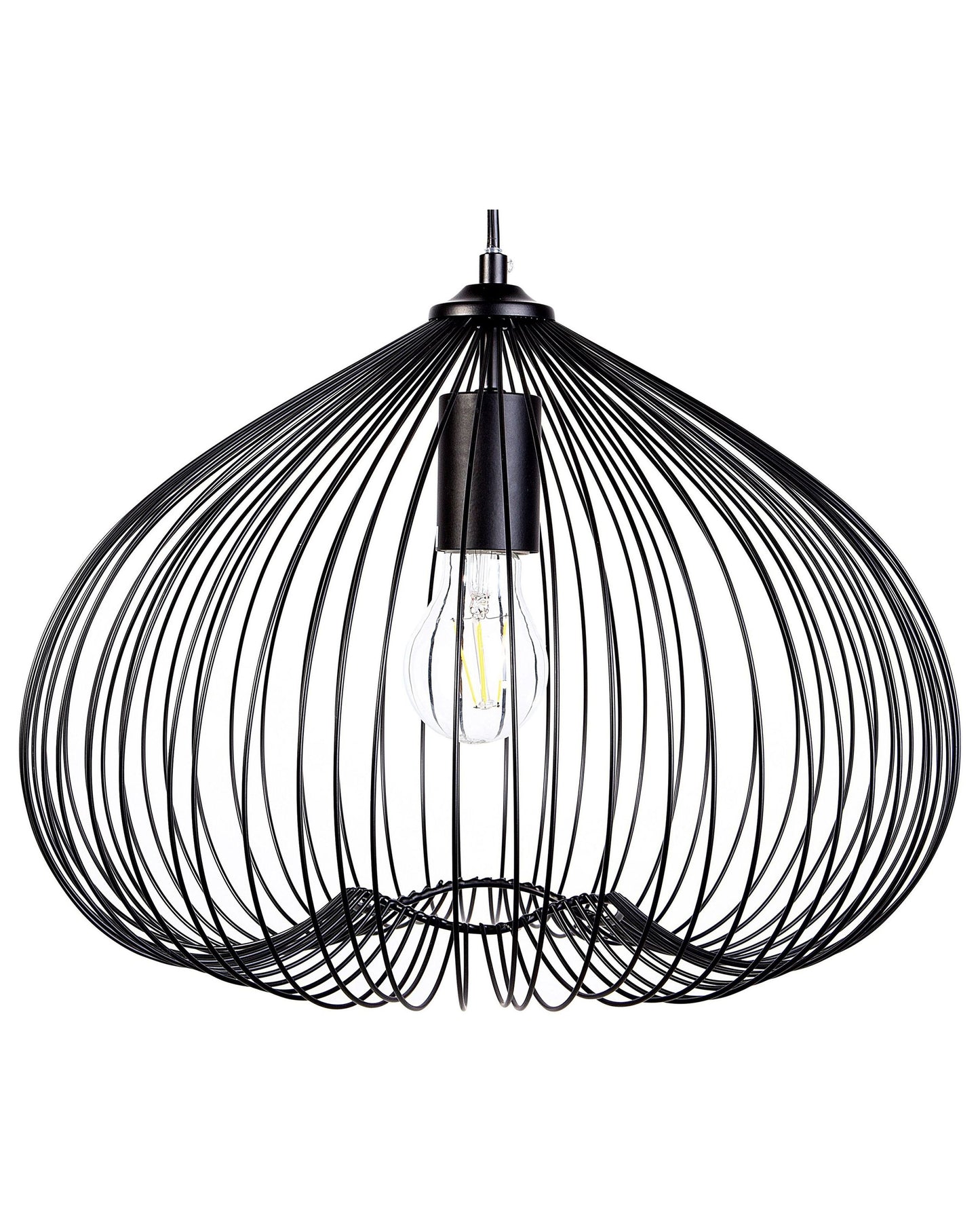 Industrial Black One Light Pendant With Wire Cage Shade