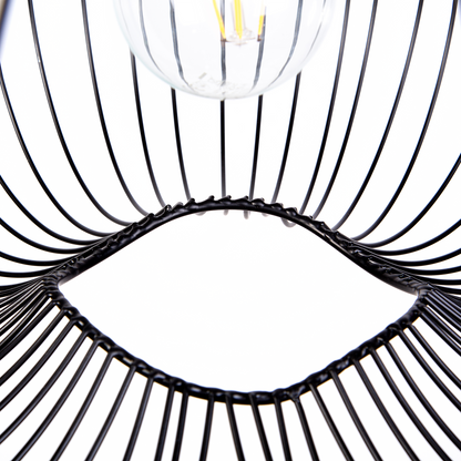 Industrial Black One Light Pendant With Wire Cage Shade