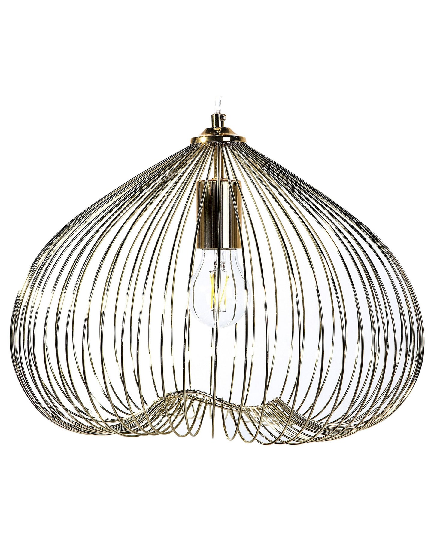 Gold 1-Light Pendant Cage Wire Shade Industrial Lighting