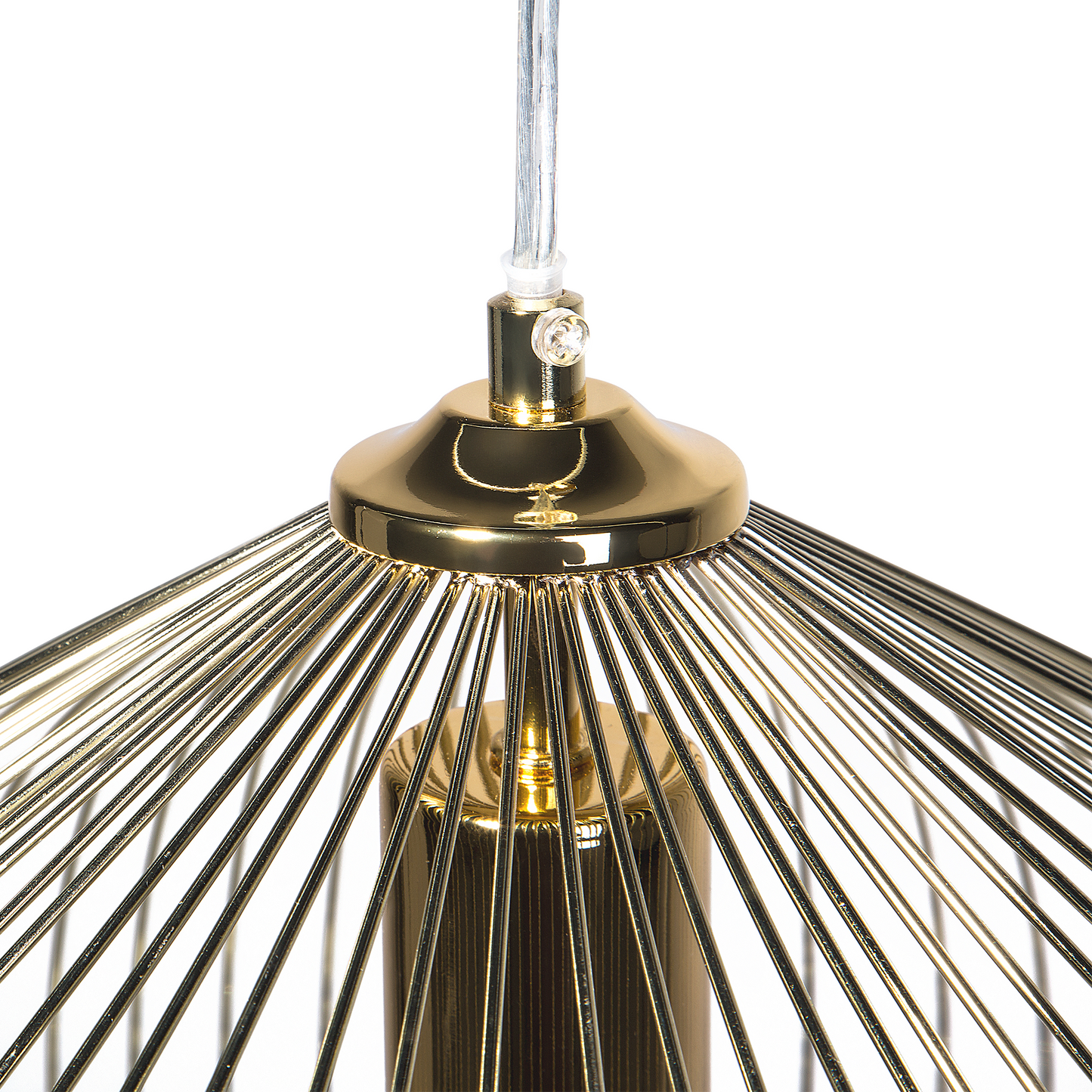 Gold 1-Light Pendant Cage Wire Shade Industrial Lighting