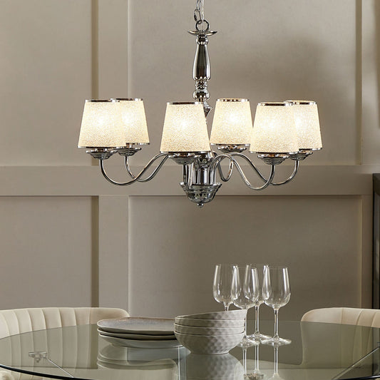 Emperor Lighting Six-Light Pendant Chandelier Glossy Silver Shades