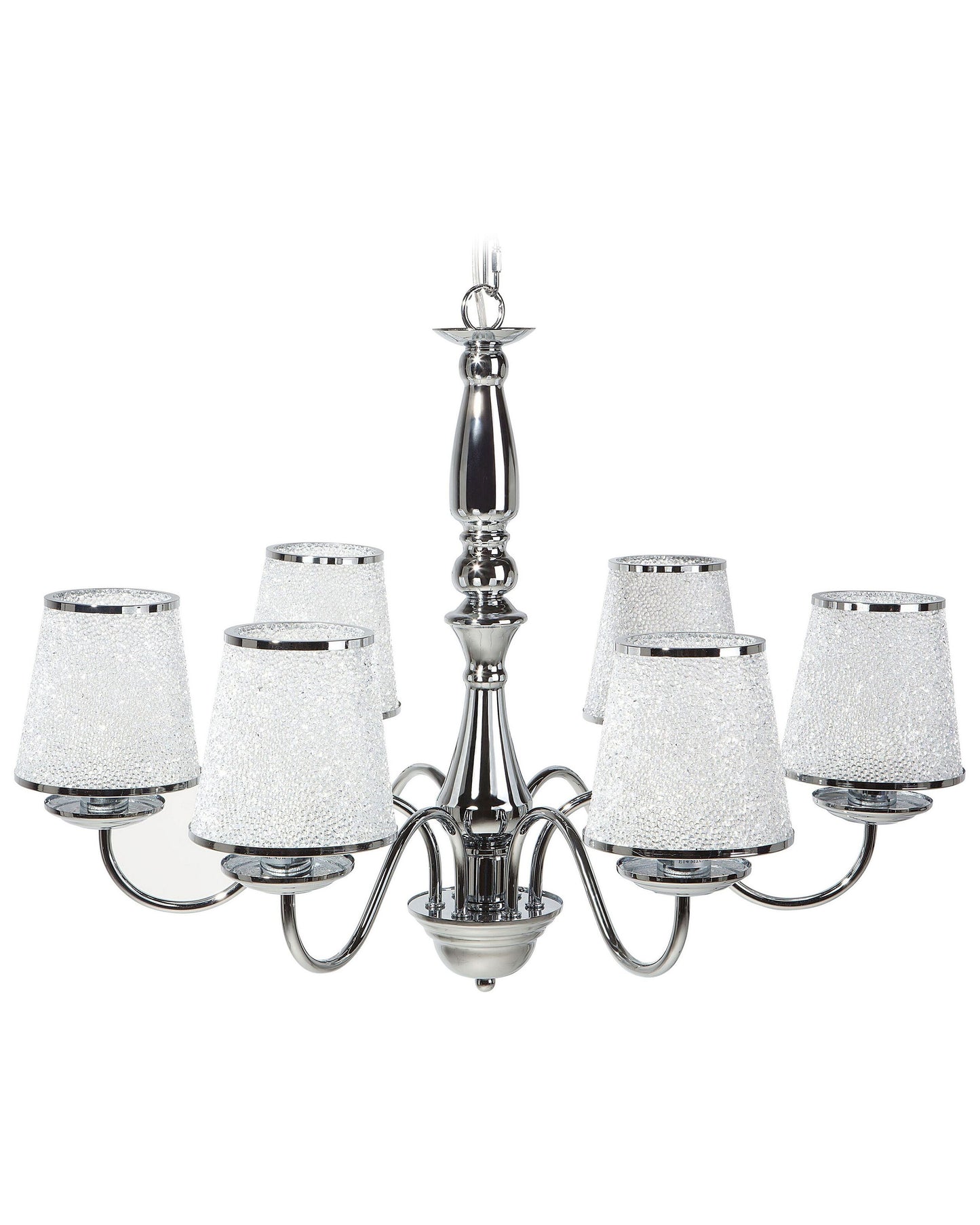 Emperor Lighting Six-Light Pendant Chandelier Glossy Silver Shades