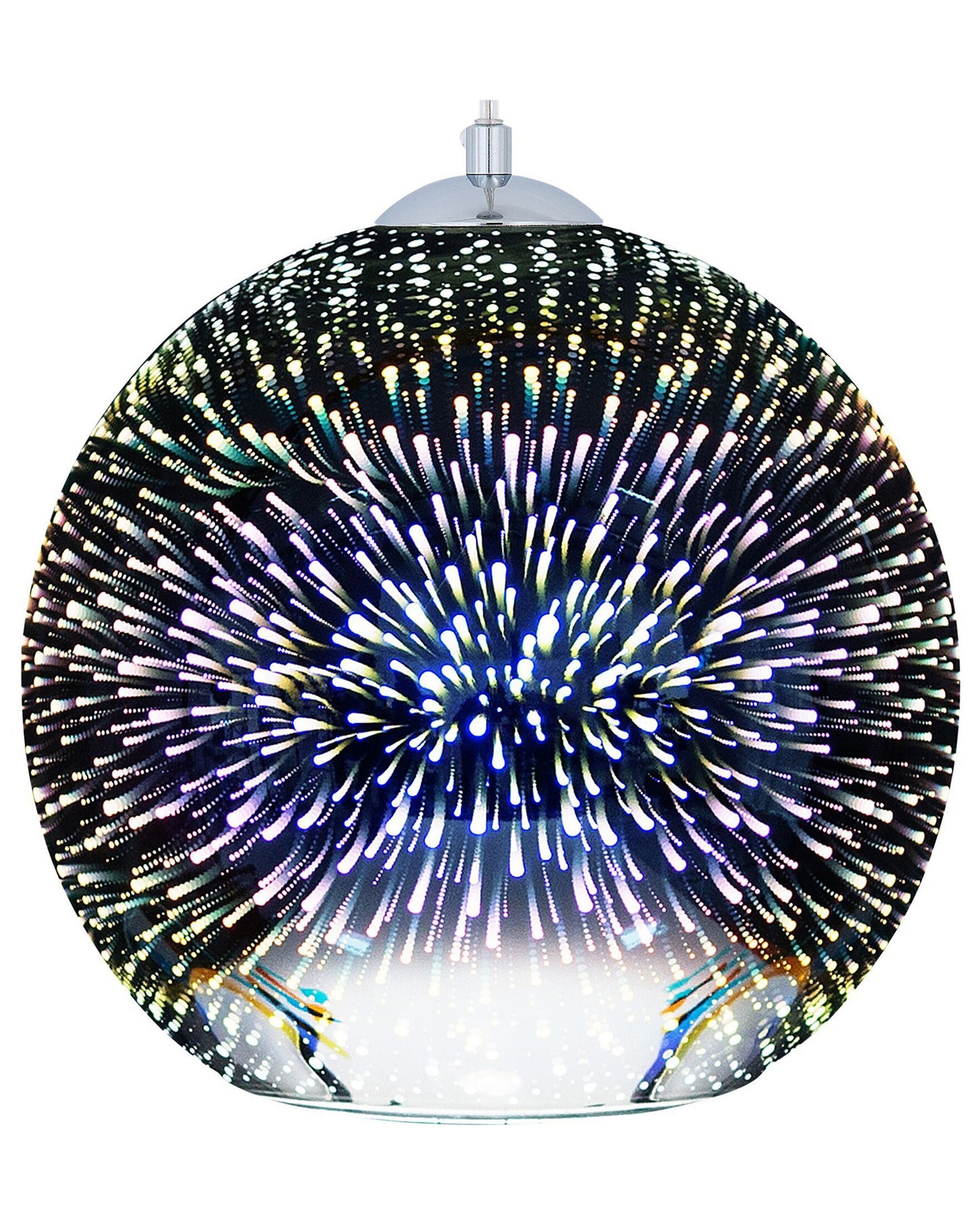 Hanging Light Pendant Lamp Glossy Silver Glass Ball Shade