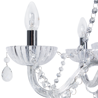 Ceiling Lamp Silver Crystal 185cm High Gloss 5 Lights