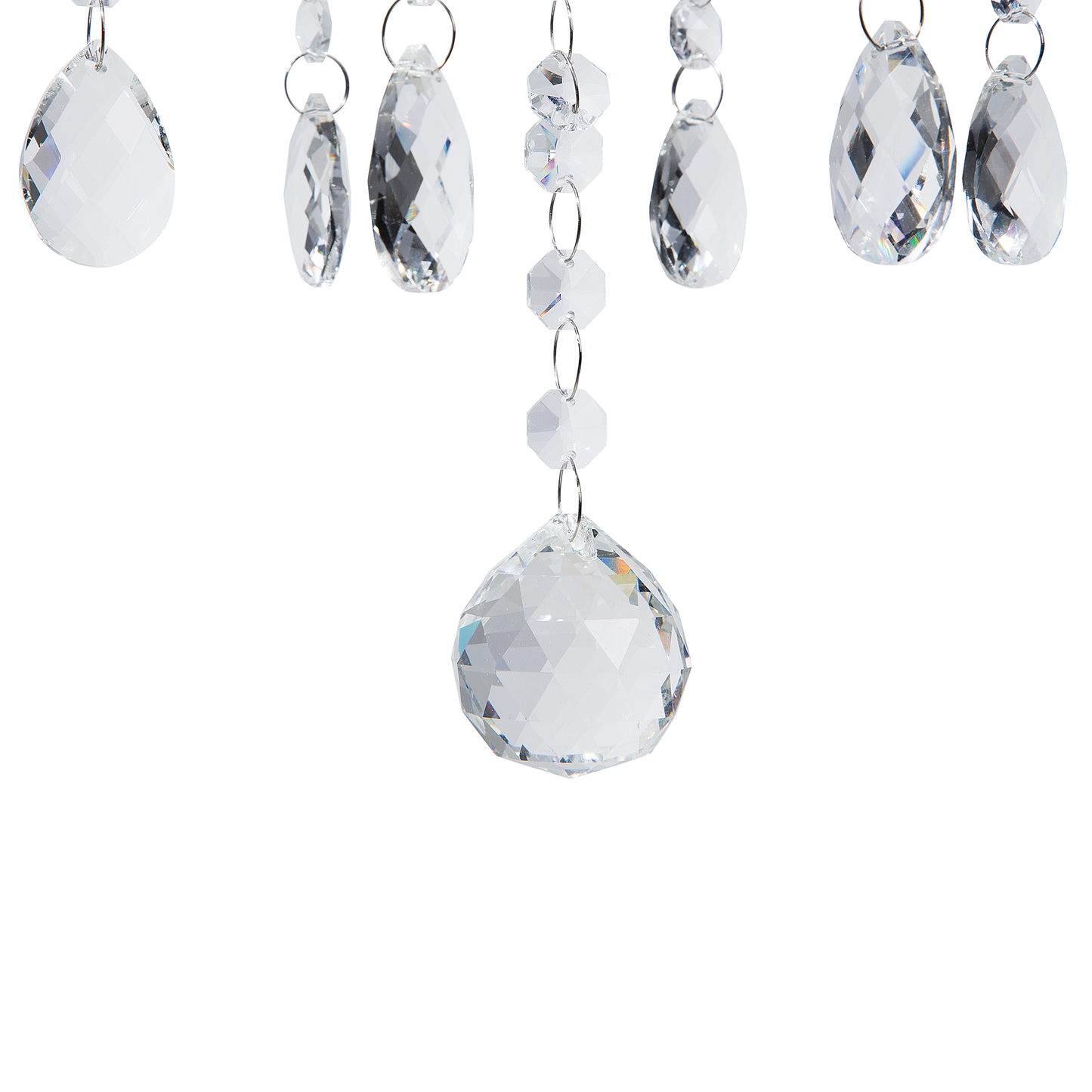 Ceiling Lamp Silver Crystal 185cm High Gloss 5 Lights
