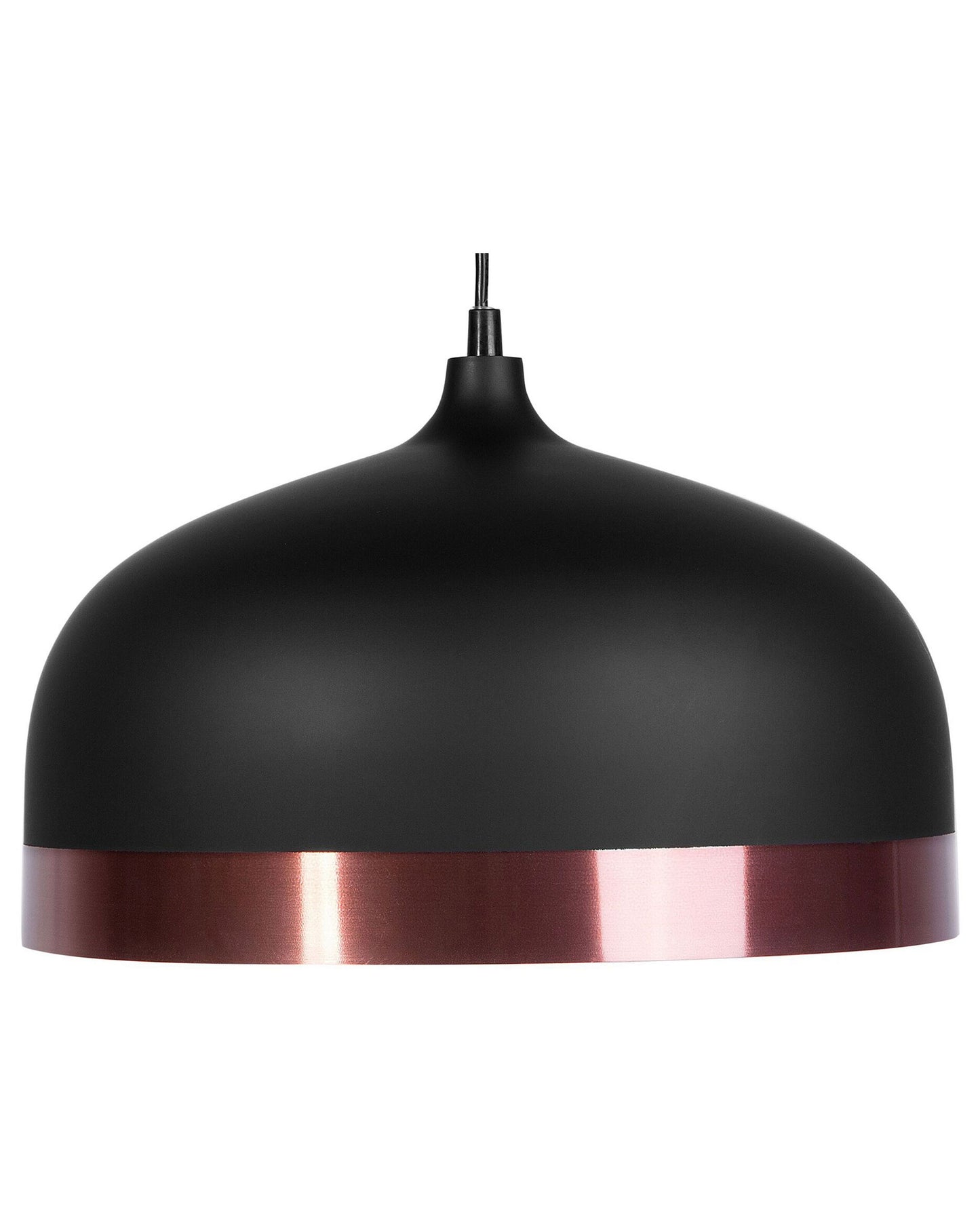 1 Light Pendant Black Round Shade Elegant Copper Edge