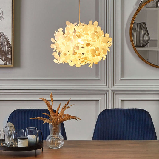 Pendant Lamp White Irregular Flower-Shaped Shade Casts Warm Dimmed Light