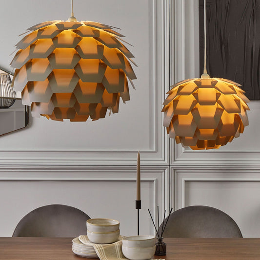 Pendant Lamp Grey Plastic Pine Cone Shade