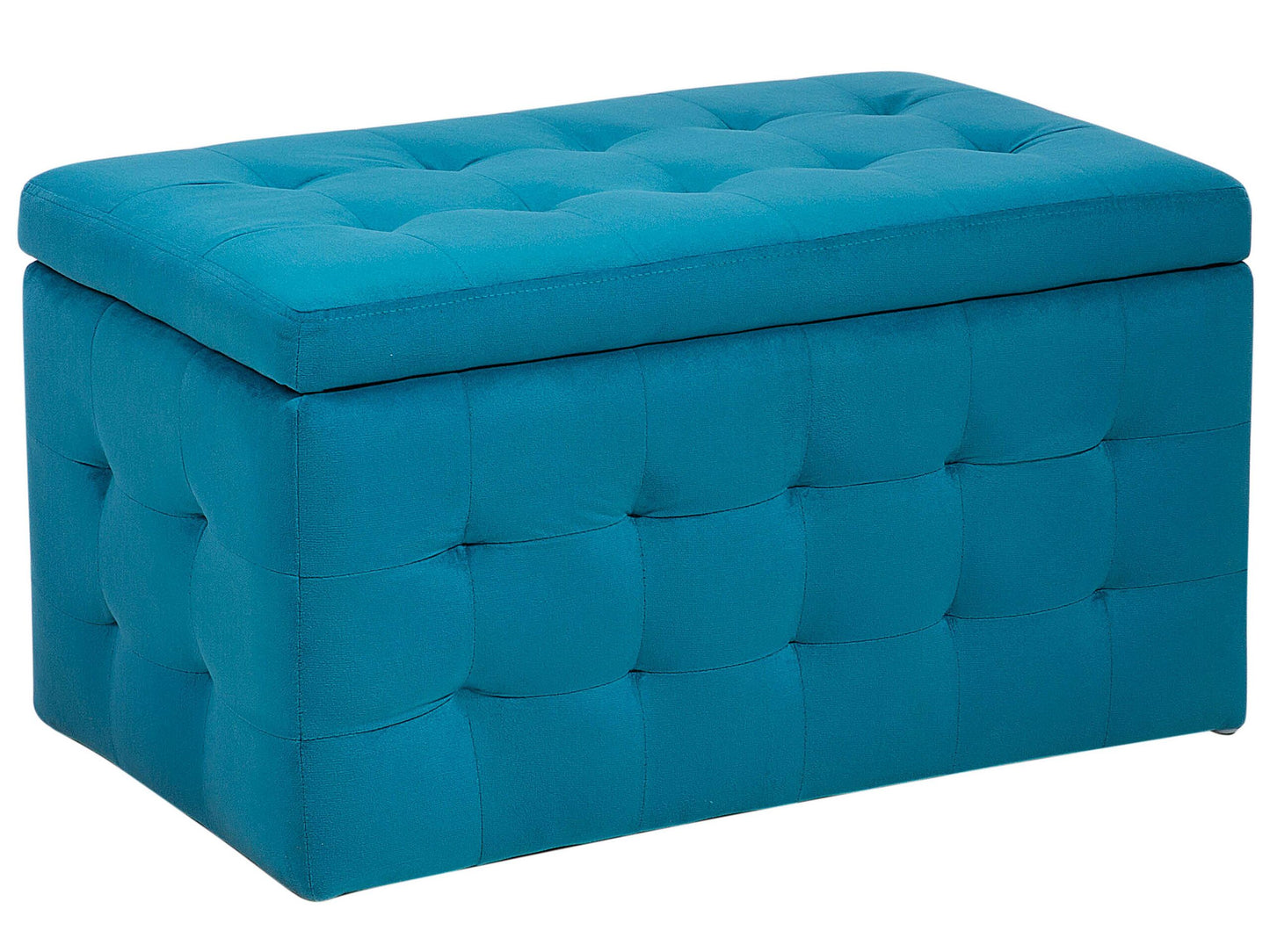 Blue Velvet Tufted Ottoman Storage Bench
