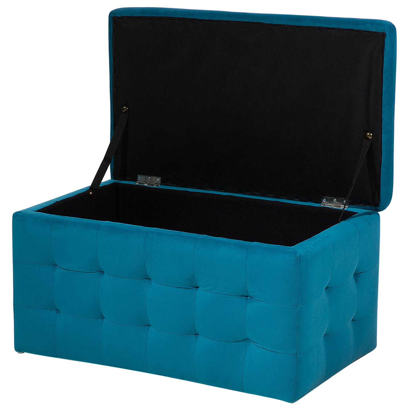 Blue Velvet Tufted Ottoman Storage Bench