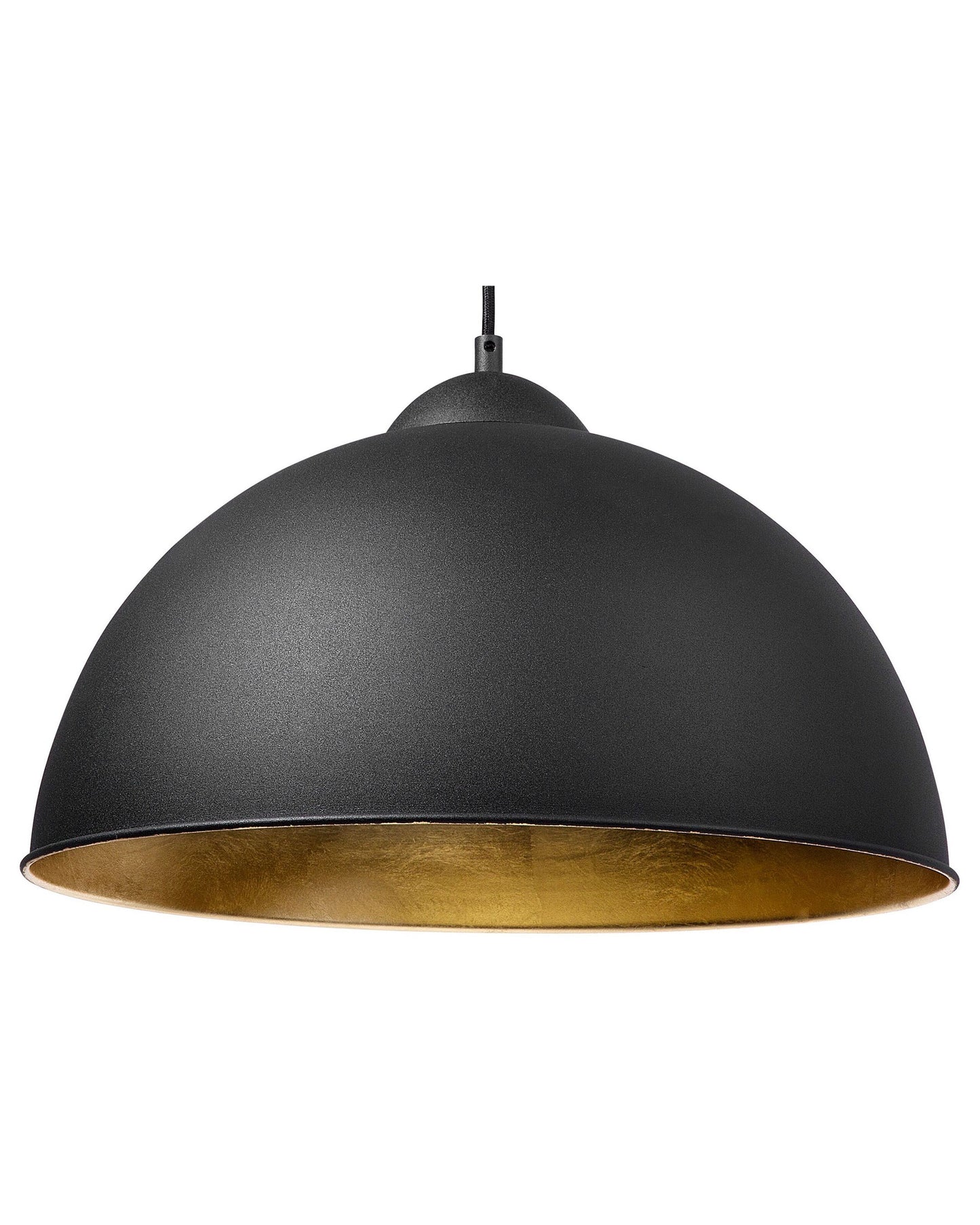 Black Half-Globe 1-Light Pendant Lamp With Gold Interior