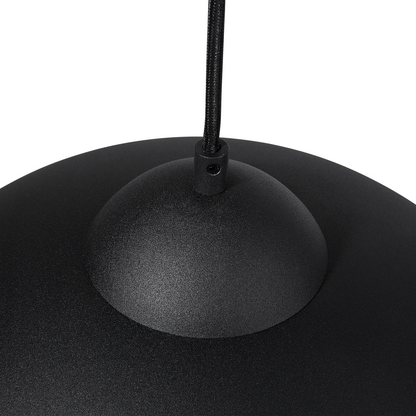 Black Half-Globe 1-Light Pendant Lamp With Gold Interior