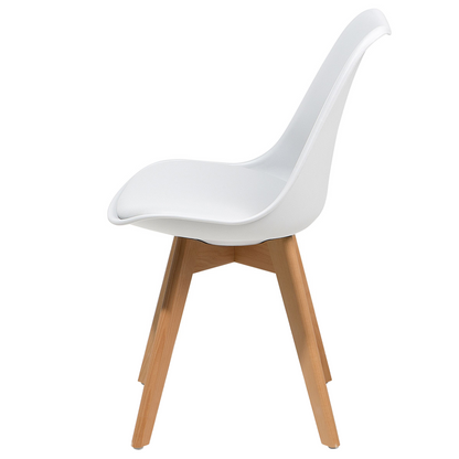 Nexa Home Set Of 2 White Faux Leather Dining Chairs Beech Wood Legs
