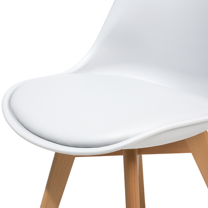 Nexa Home Set Of 2 White Faux Leather Dining Chairs Beech Wood Legs