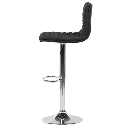 Bar Stools Set Of 2 Black Quilted Fabric Gas Lift With Footrest