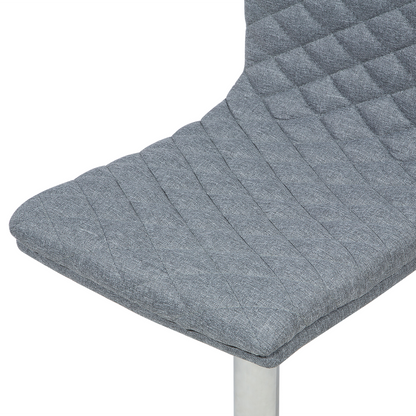 Set of 2 Bar Stools Grey Quilted Fabric Gas Lift Height Adjustable Swivel With Footrest