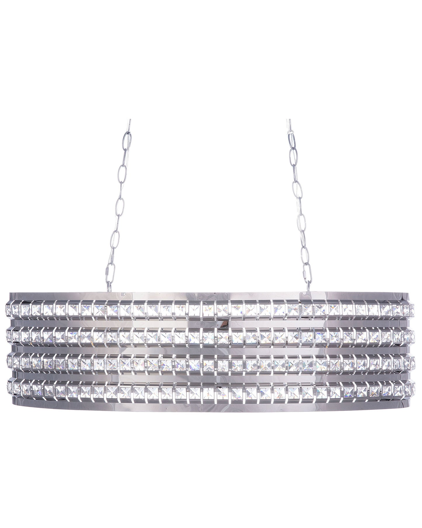 Ceiling Lamp Silver Crystal 108cm Double Light