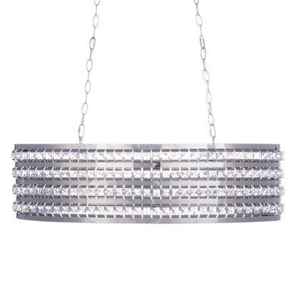 Ceiling Lamp Silver Crystal 108cm Double Light
