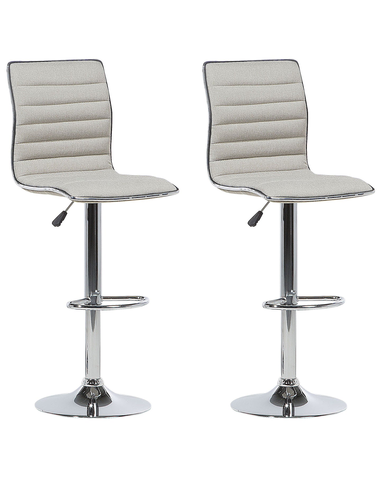 Bar Chairs Set 2 Beige Fabric Seats Counter Height Swivel