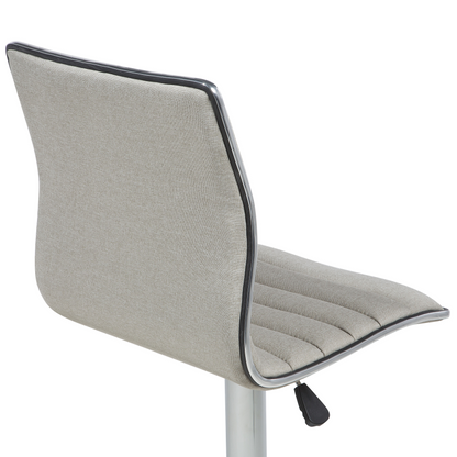 Bar Chairs Set 2 Beige Fabric Seats Counter Height Swivel