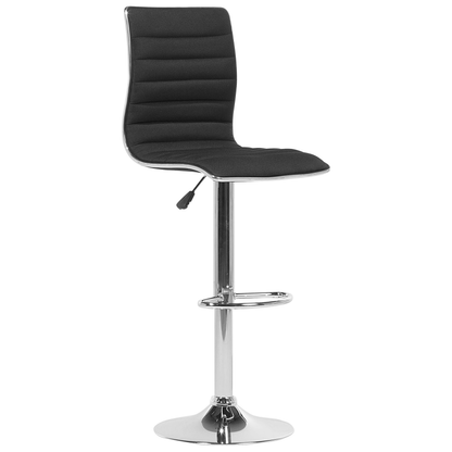 Bar Chairs Set 2 Black Leather Silver Frame Counter Swivel