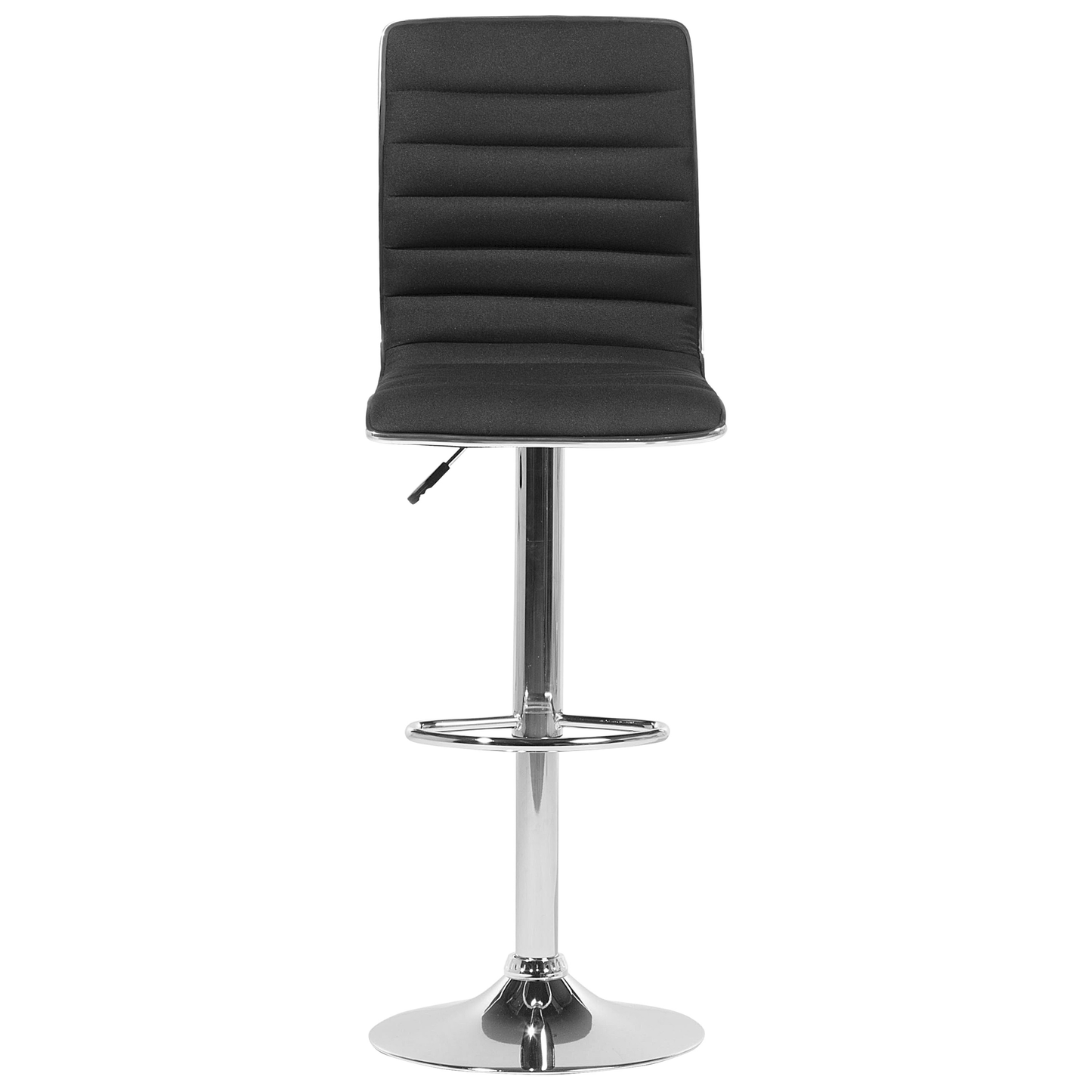 Bar Chairs Set 2 Black Leather Silver Frame Counter Swivel