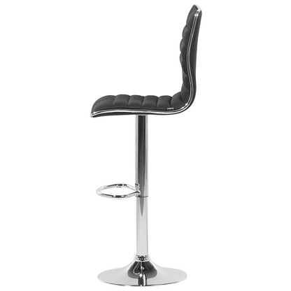 Bar Chairs Set 2 Black Leather Silver Frame Counter Swivel