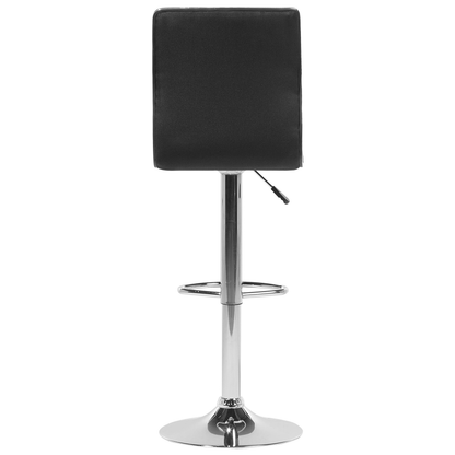 Bar Chairs Set 2 Black Leather Silver Frame Counter Swivel
