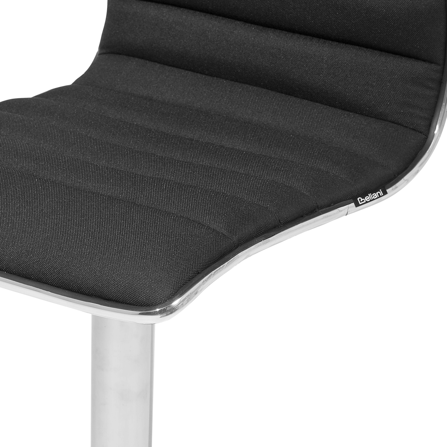Bar Chairs Set 2 Black Leather Silver Frame Counter Swivel