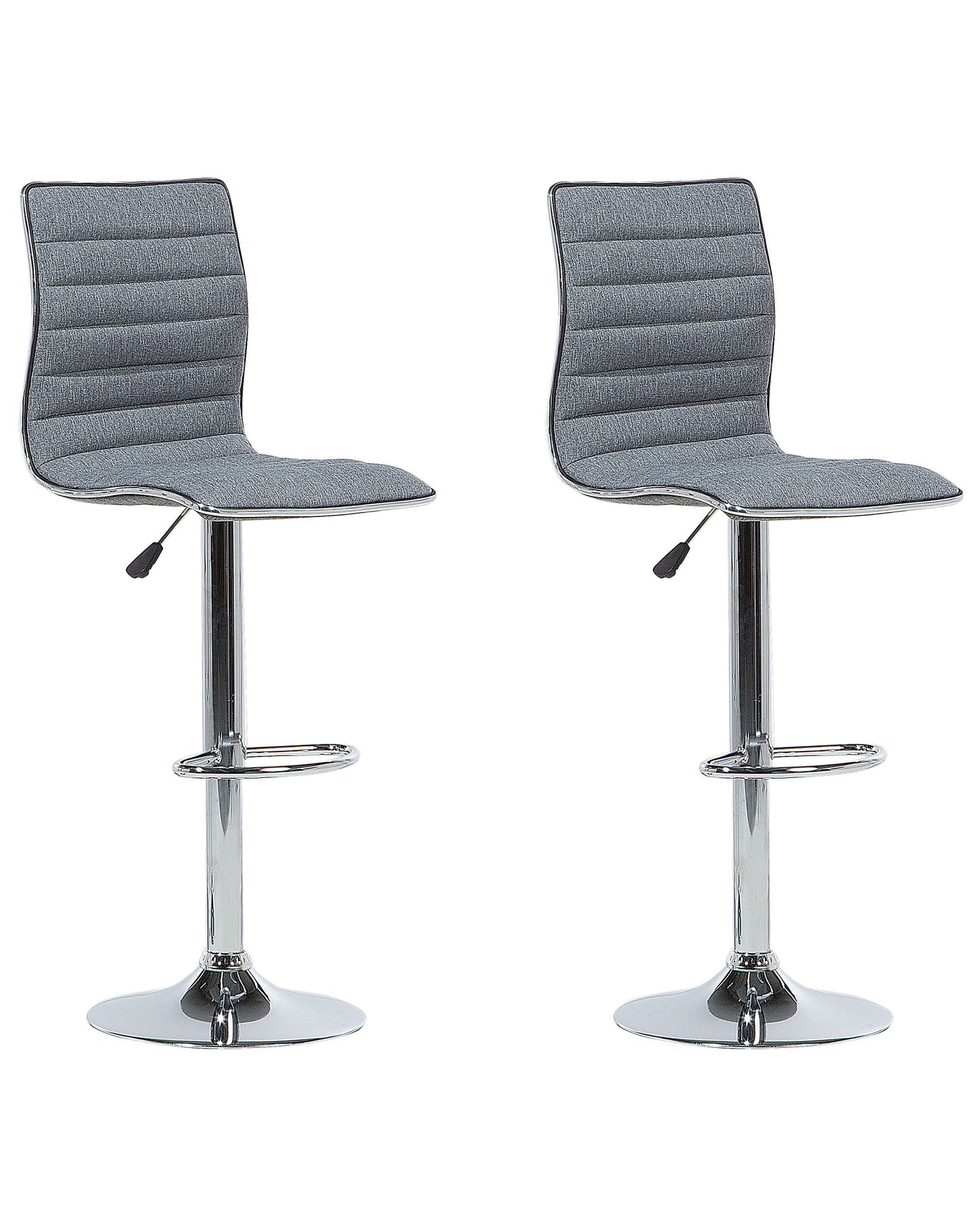 Grey Fabric Bar Chairs Set 2 Silver Frame CounterHeight