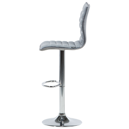 Grey Fabric Bar Chairs Set 2 Silver Frame CounterHeight