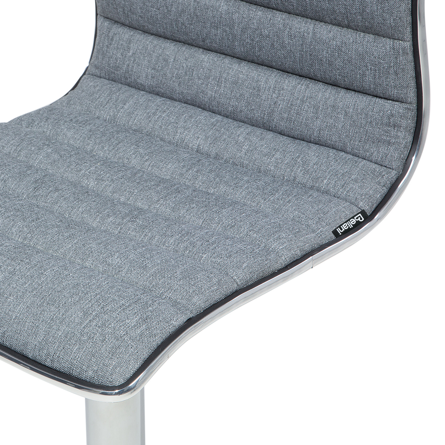 Grey Fabric Bar Chairs Set 2 Silver Frame CounterHeight
