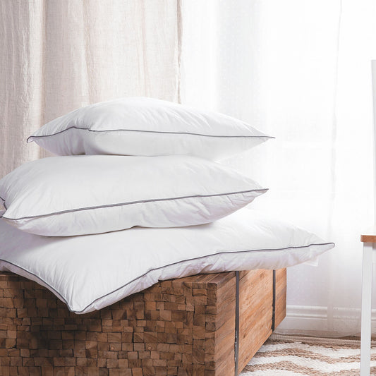 White Bed Pillow Japara Cotton Cover 50 x 60cm Hypoallergenic Microfibre Fill Soft