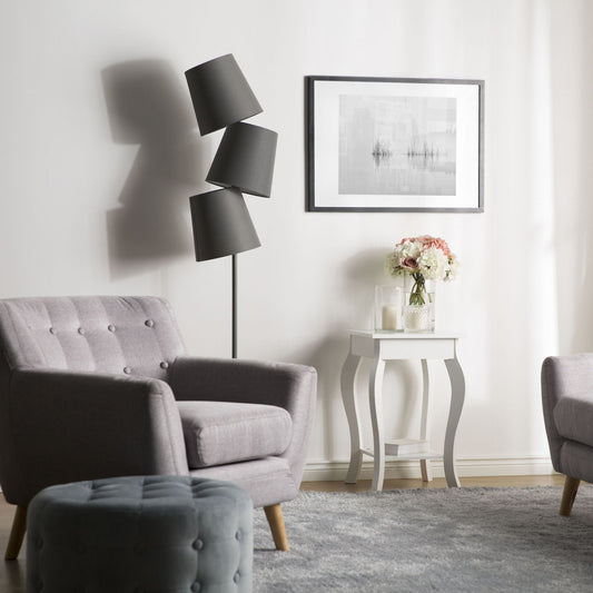 Side Table White 42 x 42cm With Storage Shelf Cabriole Legs