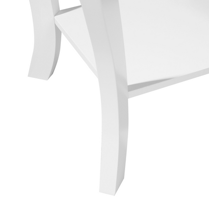 Side Table White 42 x 42cm With Storage Shelf Cabriole Legs