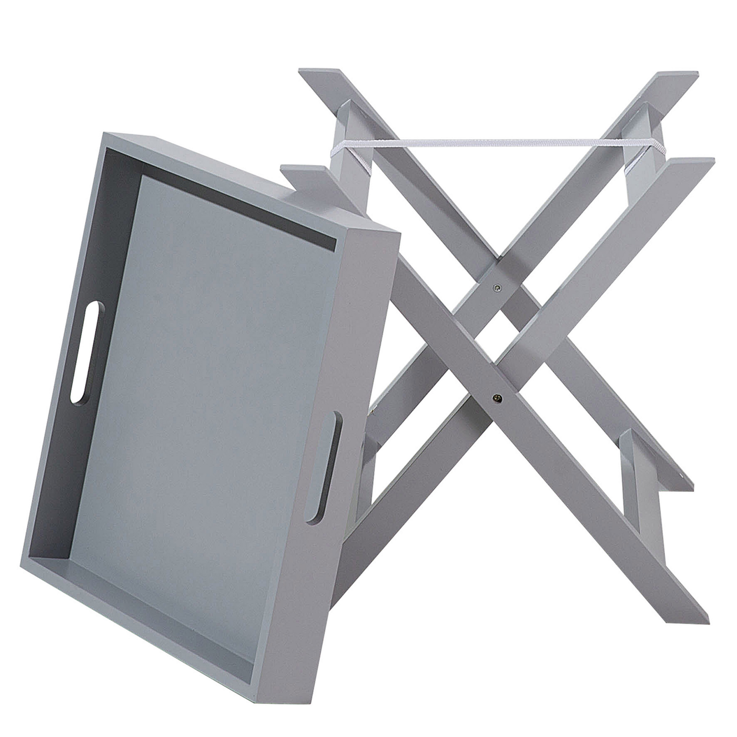 Nordic Living Coffee Side Table Grey 40 x 40cm Folding Removable Tray