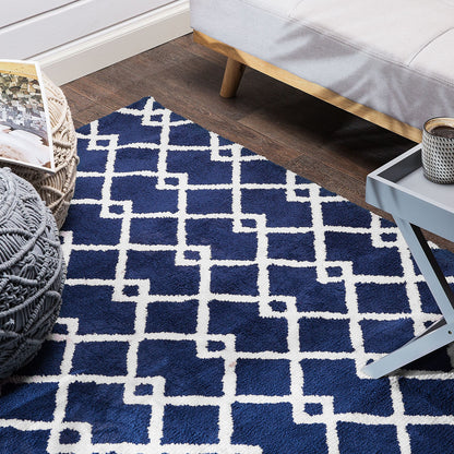 Azure Home Area Rug Blue 140 X 200cm Geometric Rectangular Modern Soft Durable Polyester