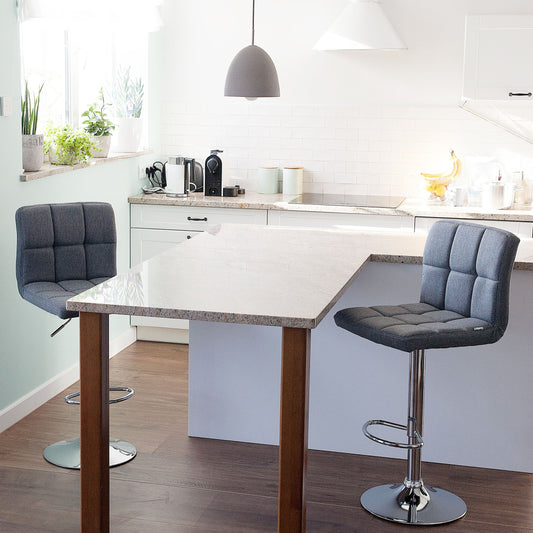 Monarch Grey Swivel Kitchen Bar Stools Set of 2 Adjustable Height