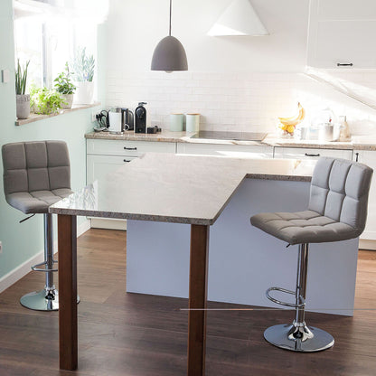 Kitchen Bar Stools Set Of 2 Beige Swivel Height Adjustable