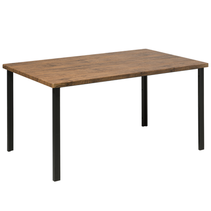 Industrial Dining Set 6 Chairs Dark Wood Table Metal Legs