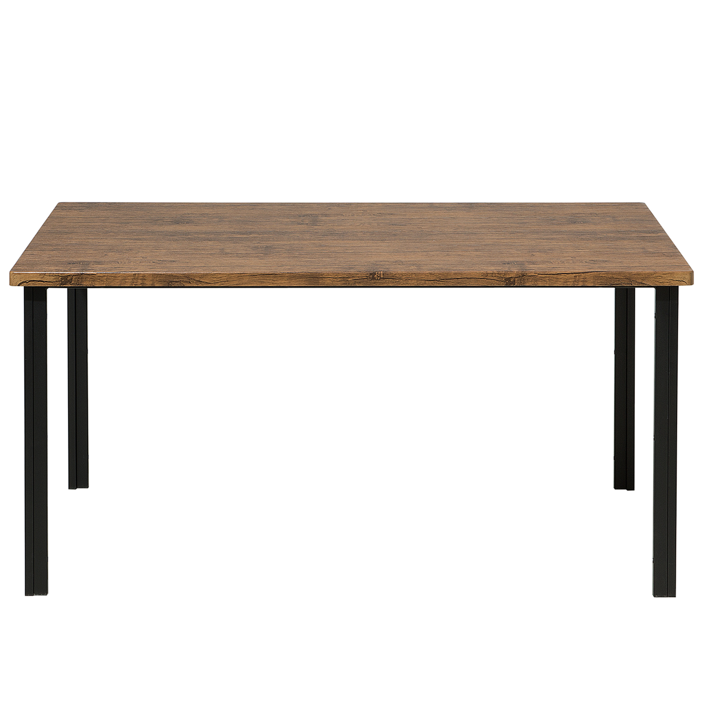 Industrial Dining Set 6 Chairs Dark Wood Table Metal Legs