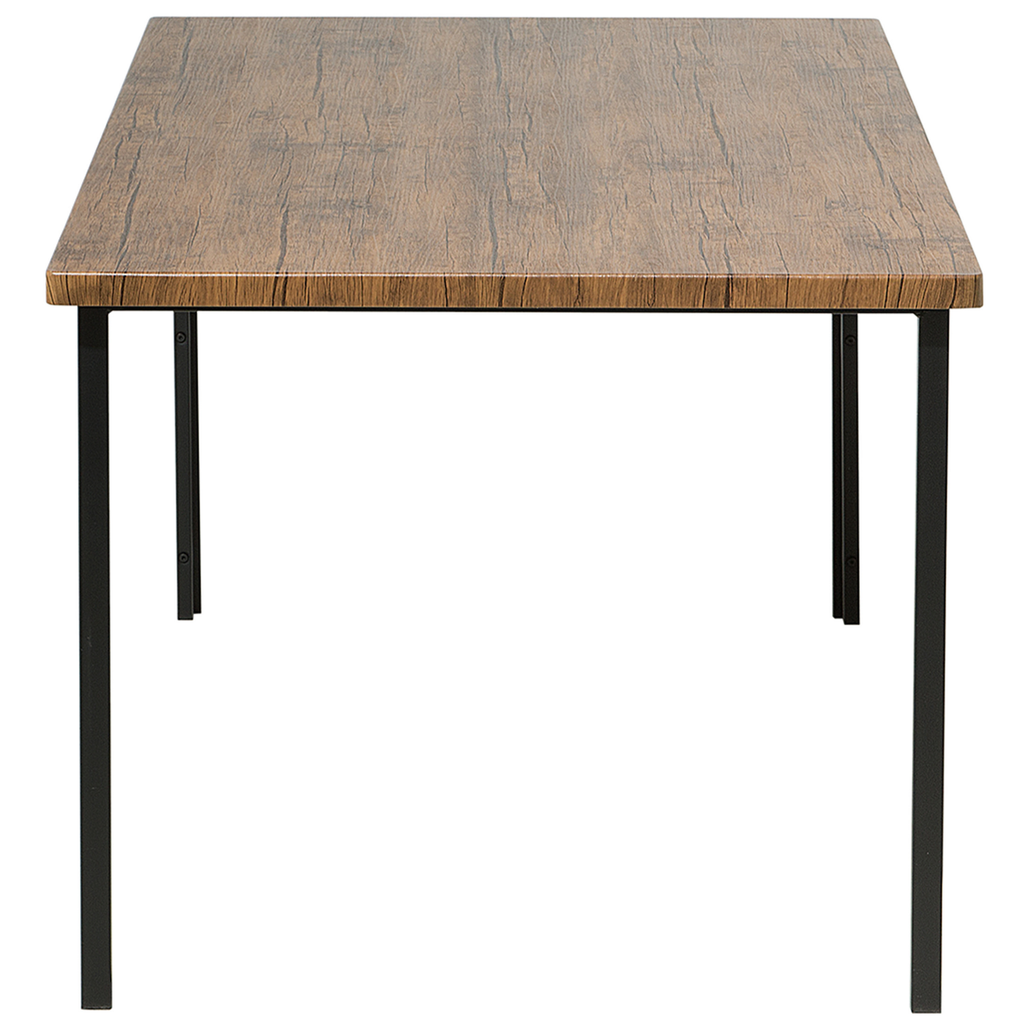 Industrial Dining Set 6 Chairs Dark Wood Table Metal Legs