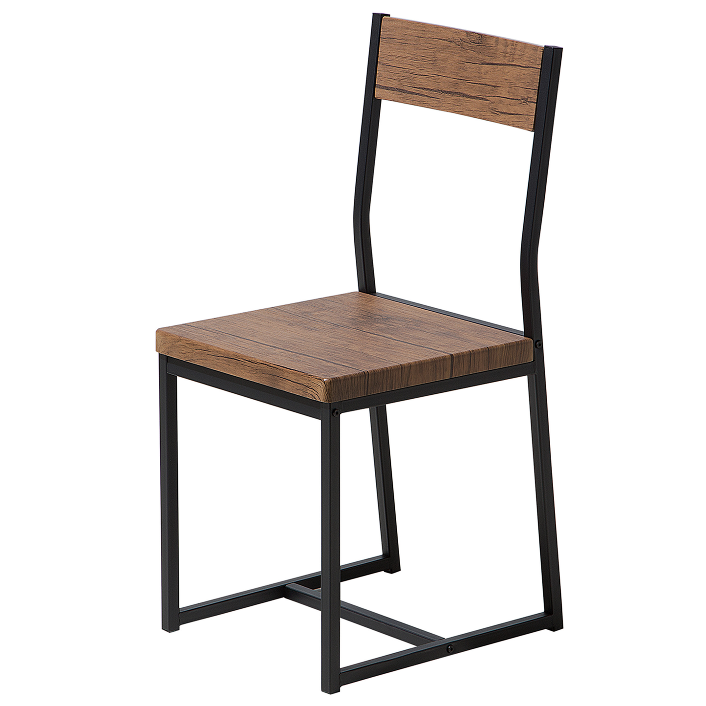 Industrial Dining Set 6 Chairs Dark Wood Table Metal Legs