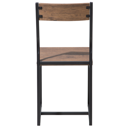 Industrial Dining Set 6 Chairs Dark Wood Table Metal Legs