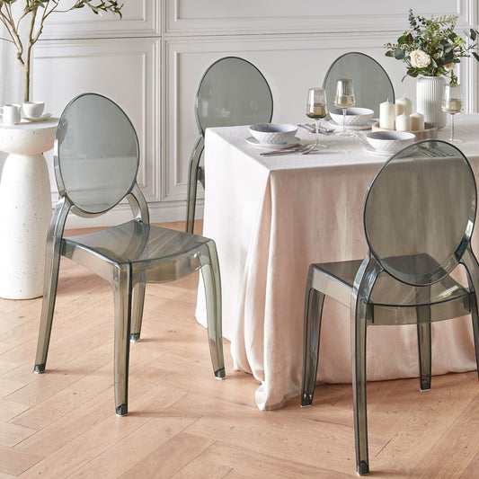 Black Transparent Polycarbonate Dining Chairs Set Of 4