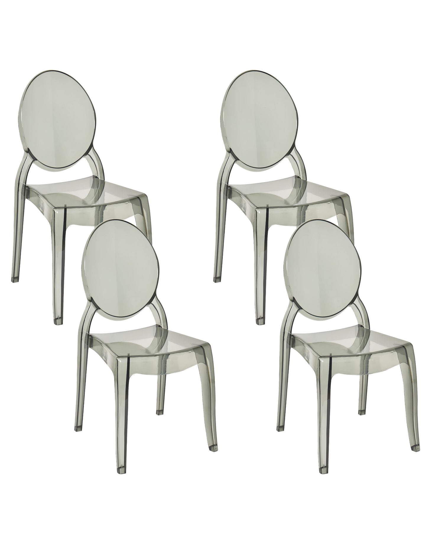 Black Transparent Polycarbonate Dining Chairs Set Of 4