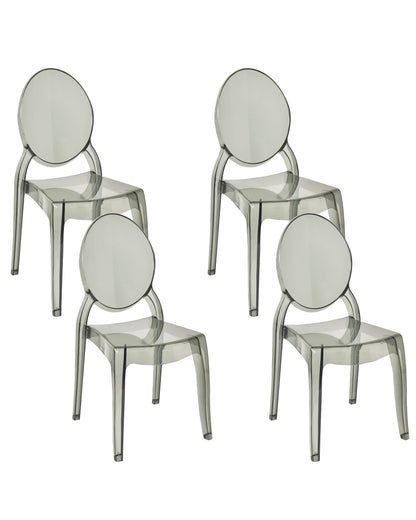 Black Transparent Polycarbonate Dining Chairs Set Of 4